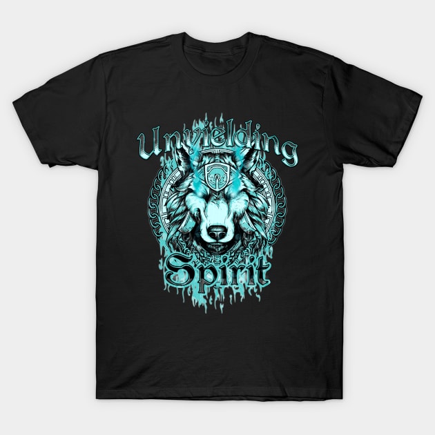 Unyielding Spirit Wolf T-Shirt by mythikcreationz